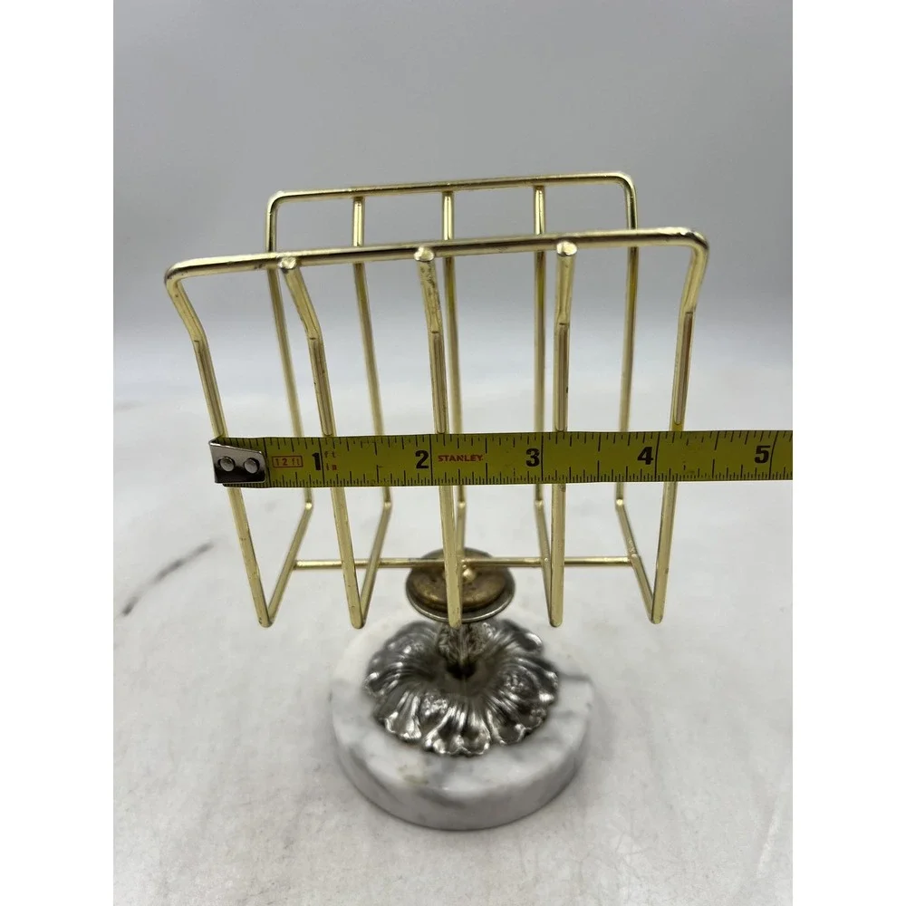 VTG Sears Towel Holder Letter Rack Bath Shop Marble Base Gold Wire Guest